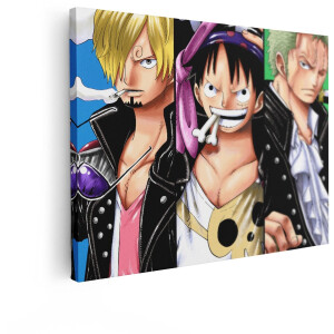 Artaza Canvas Schilderij Straw Hat Pirates - 40x30 cm - Wanddecoratie One Piece Anime - Muurdecoratie Slaapkamer Jongen - Kamer Accessoires