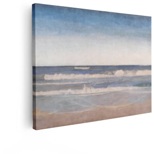 Artaza Canvas Schilderij Strand Zee - 120x90 cm - Wanddecoratie Golven - Muurdecoratie Natuur Landschap - Decoratie Woonkamer