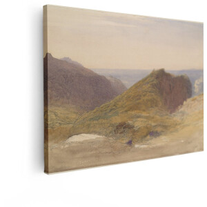 Artaza Canvas Schilderij Heuvels - 40x30 cm - Wanddecoratie Natuur - Muurdecoratie Kustlandschap - Decoratie Zee - Kamer Accessoires Romantisch