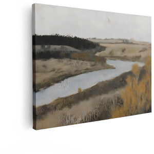 Artaza Canvas Schilderij Natuur - 40x30 cm - Wanddecoratie Herfstlandschap - Muurdecoratie Bos Rivier - Schilderijen Op Canvas