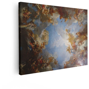 Artaza Canvas Schilderij Barok Plafondschildering met Goden en Engelen in de Lucht - 40x30 cm - Klein - Wanddecoratie Woonkamer - Schilderijen - Muurdecoratie