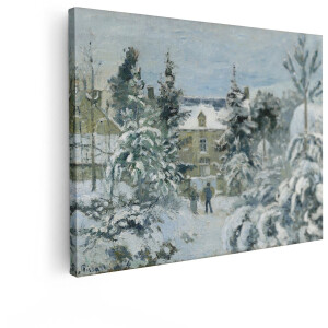 Artaza Canvas Schilderij Winter Landschap - 120x90 cm - Wanddecoratie Natuur - Muurdecoratie Besneeuwd Huis - Klassieke Schilderijen Op Canvas