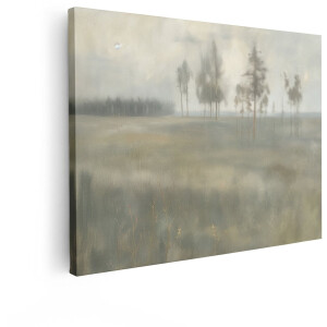 Artaza Canvas Schilderij Landschap - 120x90 cm - Wanddecoratie Natuur - Muurdecoratie Mistig Bos - Schilderijen Op Canvas Bomen