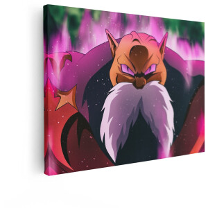 Artaza Canvas Schilderij Majin Buu met Paarse Aura - Anime Karakter met Grote Snor - 80x60 cm - Wanddecoratie Woonkamer - Schilderijen - Muurdecoratie