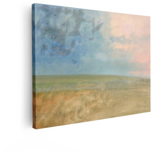 Artaza Canvas Schilderij Landschap - 80x60 cm - Wanddecoratie Natuur - Muurdecoratie Zonsondergang - Decoratie Woonkamer - Pastel
