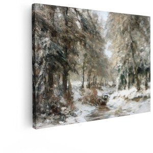Artaza Canvas Schilderij Besneeuwd Bos - 80x60 cm - Wanddecoratie Winter Landschap - Muurdecoratie Natuur - Schilderijen Op Canvas