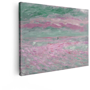 Artaza Canvas Schilderij Impressionistische Weergave van een Zonsondergang boven de Zee met een Zeilboot - 120x90 cm - Groot - Wanddecoratie Woonkamer - Schilderijen - Muurdecoratie