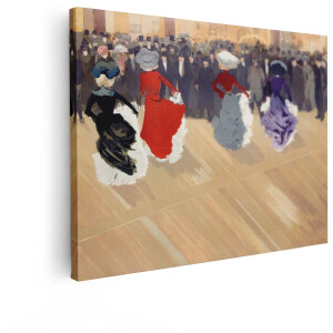 Artaza Canvas Schilderij Cancan Dans - 40x30 cm - Wanddecoratie Parijs - Muurdecoratie Retro Vrouwen - Schilderijen Op Canvas Vintage