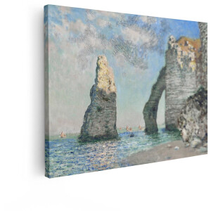 Artaza Canvas Schilderij Kliffen Étretat - 40x30 cm - Wanddecoratie Monet - Muurdecoratie Kust - Kamer Accessoires Landschap