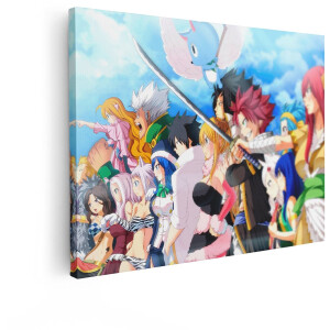 Artaza Canvas Schilderij Fairy Tail - 120x90 cm - Wanddecoratie Anime Serie - Muurdecoratie Slaapkamer Jongen - Decoratie Natsu Personages