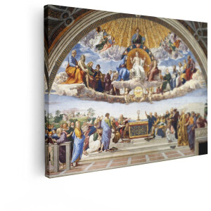 Artaza Canvas Schilderij De School van Athene en de Triomf van het Heilige Sacrament door Rafaël - 120x90 cm - Groot - Wanddecoratie Woonkamer - Schilderijen - Muurdecoratie