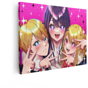Artaza Canvas Schilderij Anime Oshi No Ko - 120x90 cm - Wanddecoratie Slaapkamer - Muurdecoratie Manga - Schilderijen Op Canvas Roze