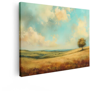 Artaza Canvas Schilderij Landschap - 80x60 cm - Wanddecoratie Natuur - Muurdecoratie Boom - Schilderijen Op Canvas Woonkamer
