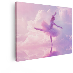 Artaza Canvas Schilderij Danseres - 40x30 cm - Wanddecoratie Tutu Ballet - Muurdecoratie Meisjeskamer Roze - Schilderijen Op Canvas