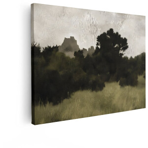 Artaza Canvas Schilderij Bergen - 40x30 cm - Wanddecoratie Natuur - Muurdecoratie Landschap - Decoratie Bomen - Kamer Accessoires