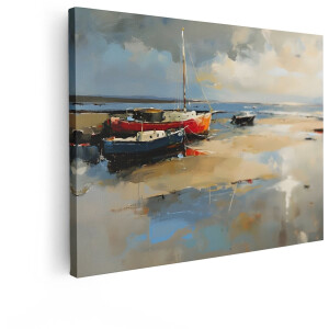Artaza Canvas Schilderij Zeilboot - 40x30 cm - Wanddecoratie Zee Landschap - Muurdecoratie Kustlijn - Decoratie Strand Kamer Accessoires