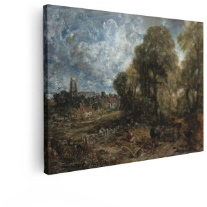 Artaza Canvas Schilderij Landschap - 120x90 cm - Wanddecoratie Natuur - Muurdecoratie Paarden Schilderij - Schilderijen Op Canvas Woonkamer
