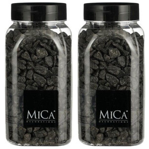 Mica Decorations decoratie steentjes - 2x - antraciet - 1 kilo - 650ml - hobby steentjes
