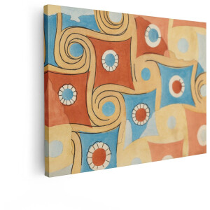 Artaza Canvas Schilderij Abstract - 120x90 cm - Wanddecoratie Boho - Muurdecoratie Geometrisch - Decoratie Woonkamer Terracotta