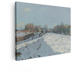 Artaza Canvas Schilderij Winterlandschap Monet - 120x90 cm - Wanddecoratie Schilderij Natuur - Muurdecoratie Landschap - Decoratie Woonkamer