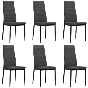 vidaXL Eetkamerstoelen - Set van 6 - Donkergrijs Eetkamerstoelen - Donkergrijs - Velours - Stoffen Meubels - Moderne Eetkamerstoelen