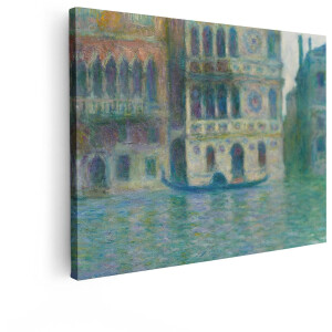 Artaza Canvas Schilderij Impressionistische Weergave van Venetië met Gondel en Dogepaleis - 80x60 cm - Wanddecoratie Woonkamer - Schilderijen - Muurdecoratie