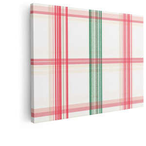 Artaza Canvas Schilderij Geometrisch Ruitpatroon - 40x30 cm - Wanddecoratie Abstract - Muurdecoratie Roze Groen - Schilderijen Op Canvas