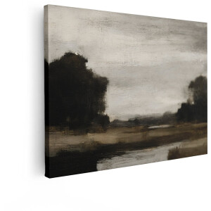 Artaza Canvas Schilderij Landschap - 80x60 cm - Wanddecoratie Vintage - Muurdecoratie Natuur - Decoratie Bomen - Schilderijen Op Canvas