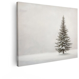 Artaza Canvas Schilderij Kerstboom - 120x90 cm - Wanddecoratie Winter - Muurdecoratie Sneeuw - Decoratie Natuur - Schilderijen Op Canvas
