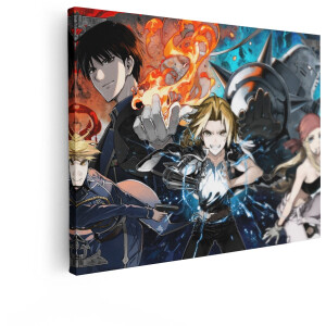 Artaza Canvas Schilderij Fullmetal Alchemist - 40x30 cm - Wanddecoratie Anime Serie - Muurdecoratie Jongenskamer - Kamer Accessoires