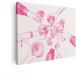 Artaza Canvas Schilderij Cocktails - 80x60 cm - Wanddecoratie Bar - Muurdecoratie Roze - Decoratie Proost - Schilderijen Op Canvas
