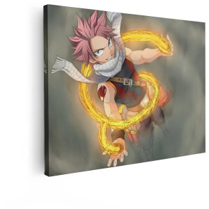 Artaza Canvas Schilderij Natsu - 80x60 cm - Wanddecoratie Fairy Tail Anime - Muurdecoratie Vuur - Schilderijen Op Canvas Jongenskamer