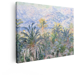 Artaza Canvas Schilderij Landschap Monet - 120x90 cm - Wanddecoratie Palmbomen - Muurdecoratie Bergen - Decoratie Natuur Impressionisme