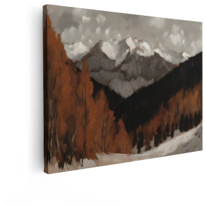 Artaza Canvas Schilderij Bergen - 40x30 cm - Wanddecoratie Landschap - Muurdecoratie Herfst Bos - Decoratie Natuur Woonkamer - Kamer Accessoires
