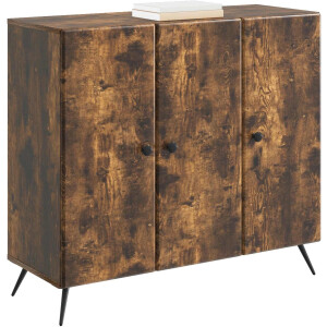 vidaXL - Dressoir - Gerookt - eiken - 89 - x - 34,5 - x - 80 - cm - Bewerkt - hout