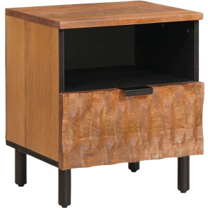 vidaXL - Nachtkastje - met - lade - Bruin - 40 - x - 33 - x - 46 - cm - Massief - Mango - Hout