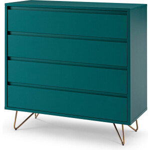 Ladekast Lucy Blauw - MDF - Breedte 90 cm - Hoogte 90 cm - Diepte 40 cm - Met lades - Zonder deuren