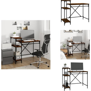 vidaXL Bureau - Bureaus - Laptoptafel - Computertafel - Bureau 105x50x90 cm bewerkt hout en ijzer gerookt eikenkleur