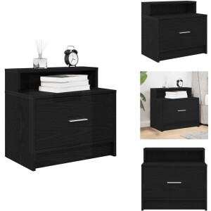 vidaXL Nachtkastje - Nachtkastjes - Bijzettafel - Wandkastje - Nachtkastje met lade 51x31x47 cm zwart eikenkleurig