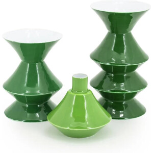 Kaarsenhouder set van 3 yack - groen - 10x10x19 cm