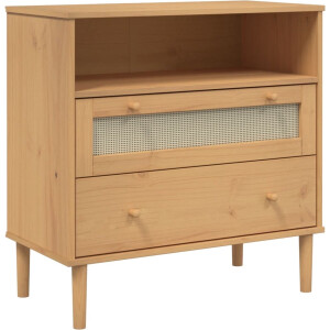 vidaXL - Dressoir - SENJA - rattan-look - 80x40x80 - cm - massief - grenenhout - bruin