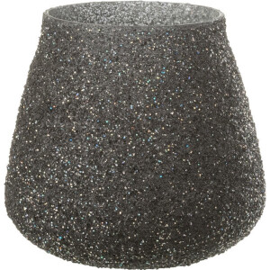 J-Line windlicht Glitter - glas - paars - small - 2 stuks