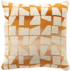 Dutch Decor RIO - sierkussen 45x45 cm - Golden Ochre - oranje, wit - Inclusief binnenkussen - Luxe kussens voor woonkamer & bank