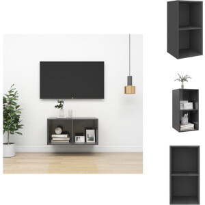 vidaXL Tv-kast - Tv-kasten - Televisiekast - Televisiekasten - Tv-wandmeubel 37x37x72 cm bewerkt hout hoogglans grijs