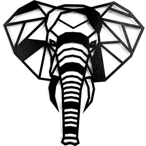 Houten Dierenkop • Houten Olifant • Dierenkop Olifant • Groot • Zwart MDF
