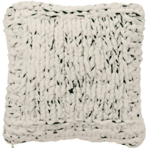 J-Line kussen Gebreeën - polyester - wit/groen