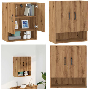 vidaXL Wandkast 60x31x70 cm bewerkt hout artisanaal eikenkleur - Wandkast - Wandkasten - Kast - Opbergkast