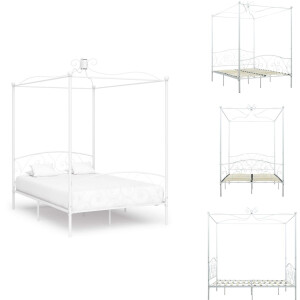vidaXL - Hemelbedframe - metaal - wit - 120x200 - cm
