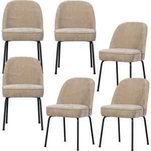 WOOOD Vogue Eetkamerstoelen - Polyester - Zand - Set van 6