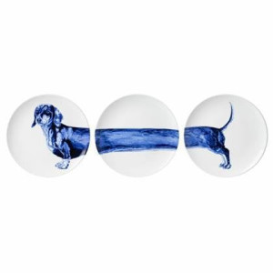 Heinen Delfts Blauw | Wandborden Teckel Set van 3 | Ã 26,5 cm